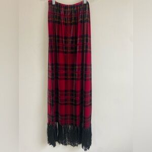 Vintage Plaid Velvet Beaded Skirt